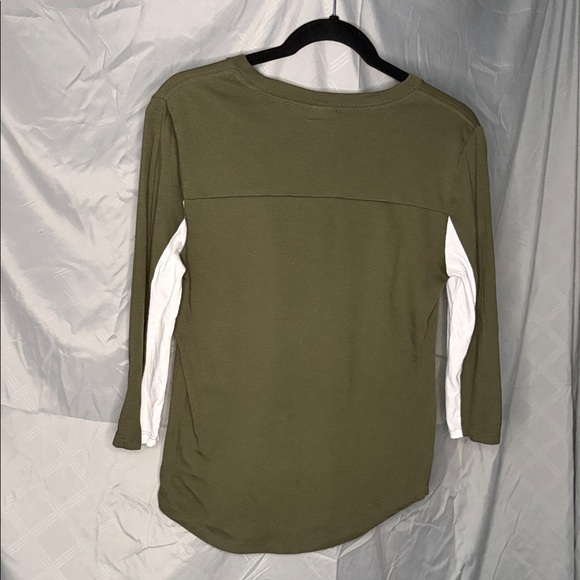 Victoria's Secret Olive and White Long Sleeve Tee - Picture 2 of 2
